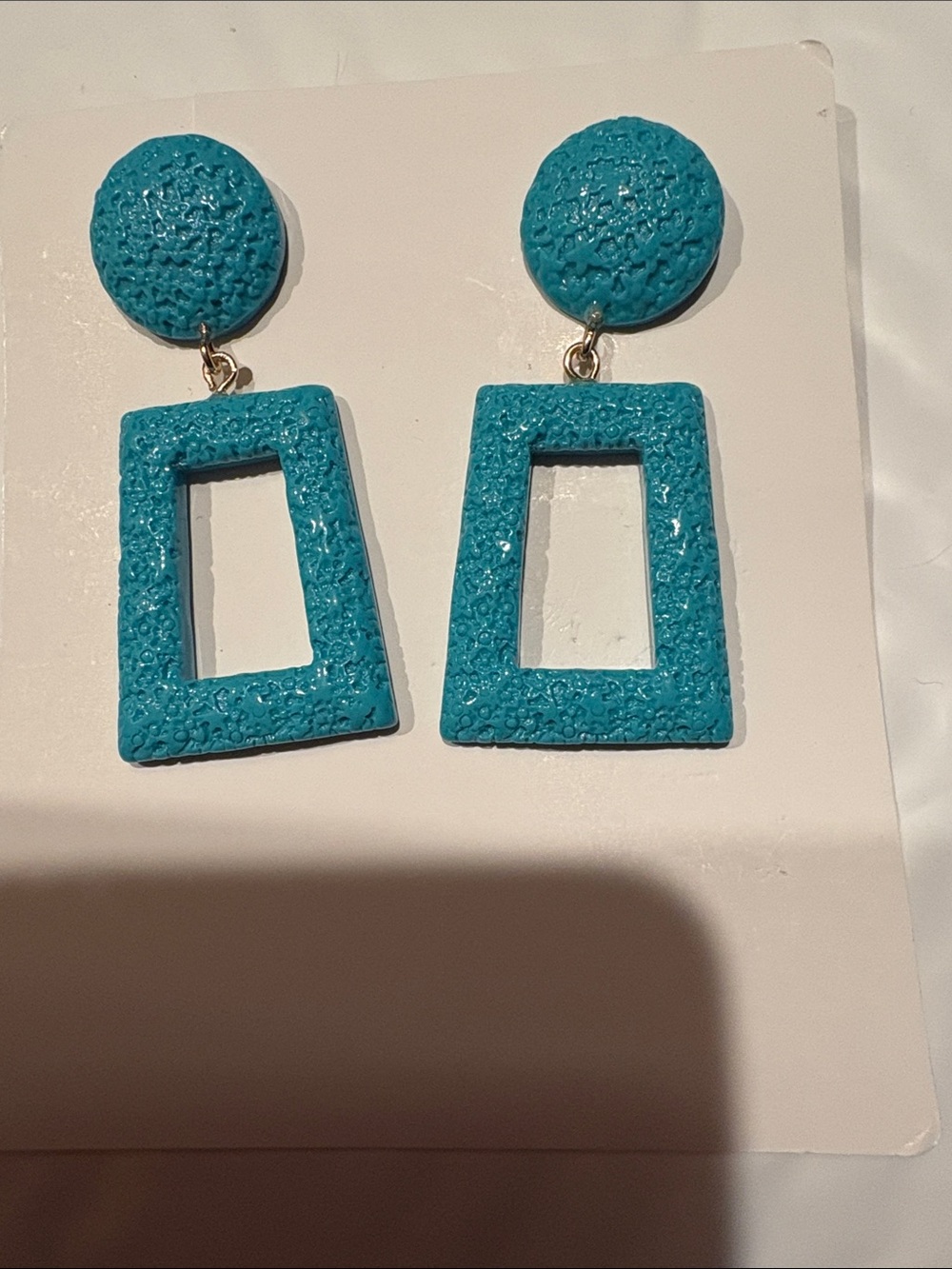 Fashion Jewelry Turquoise Textured Geometric Drop Earrings